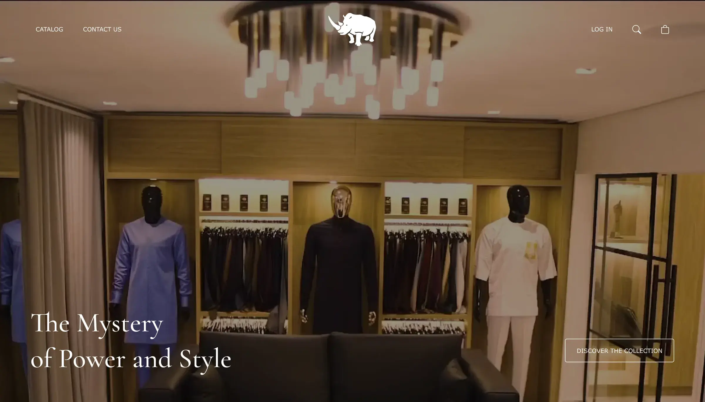 Aramanda homepage hero, The Mystery of Power and Style, on desktop