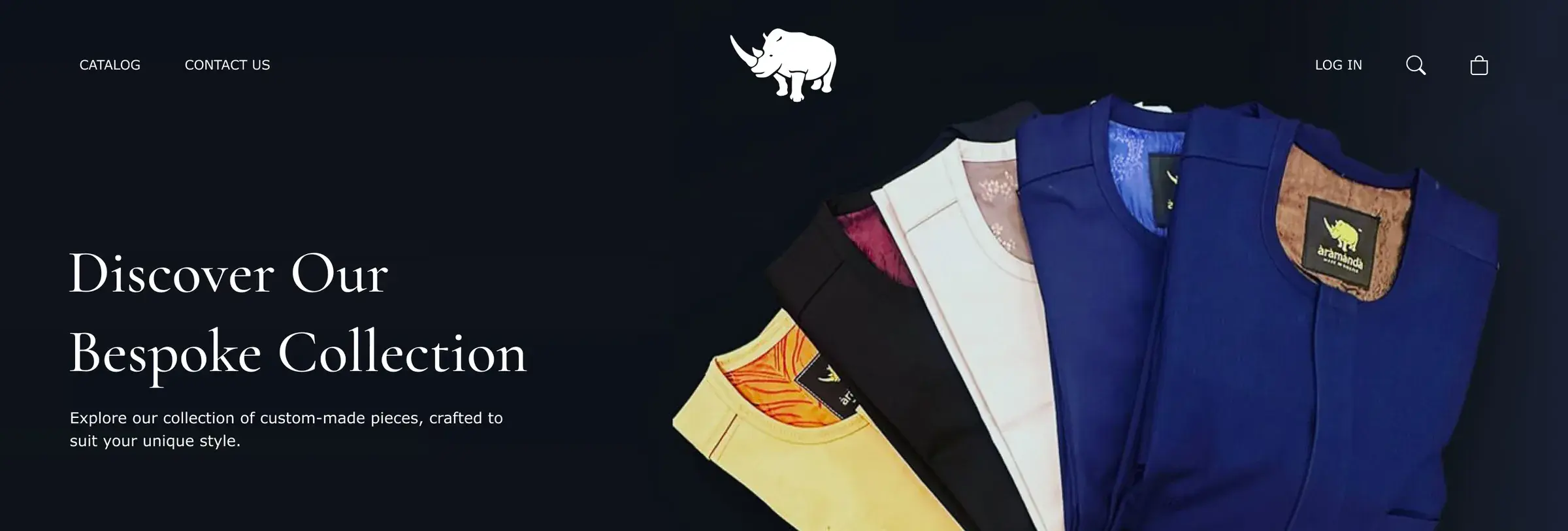 Aramanda collection page banner, Discover Our Bespoke Collection, on desktop
