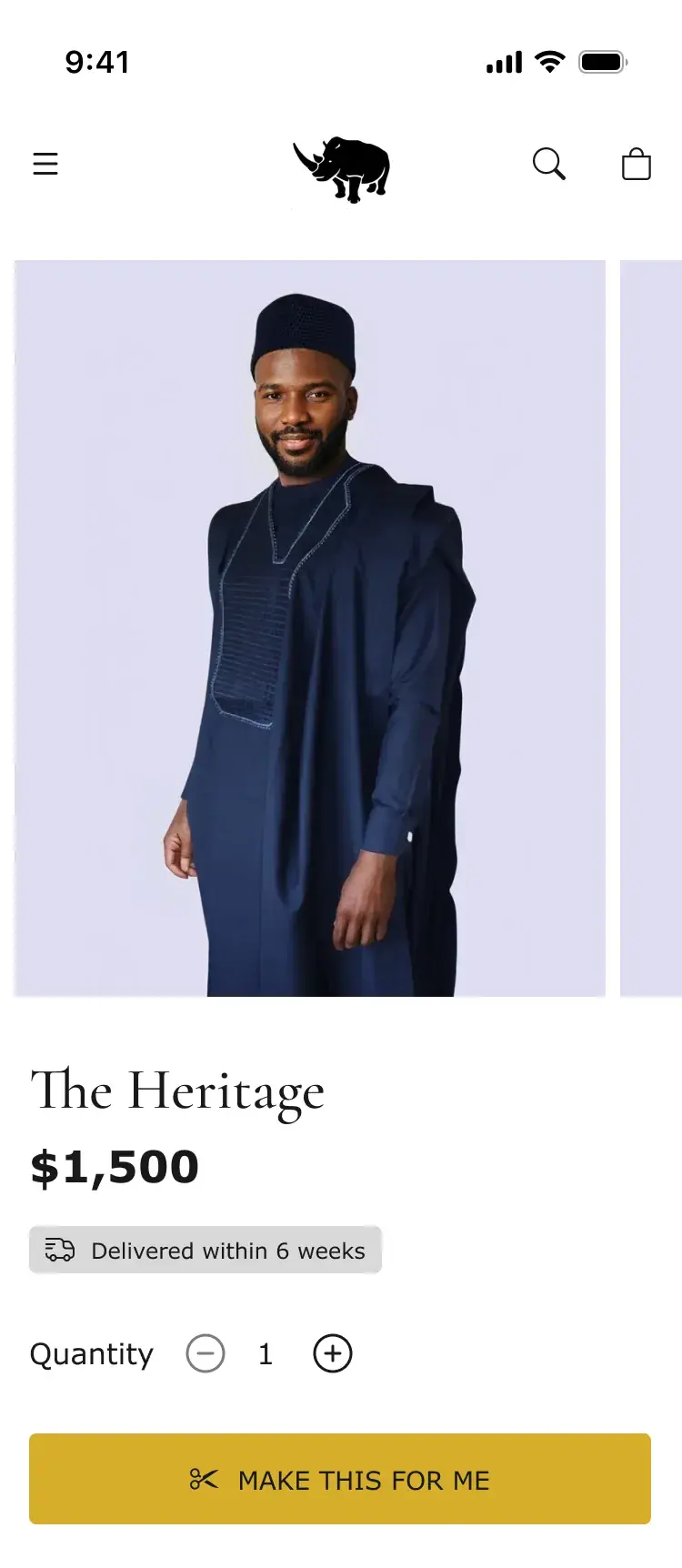 Aramanda product page on mobile, down to the Make this for me button