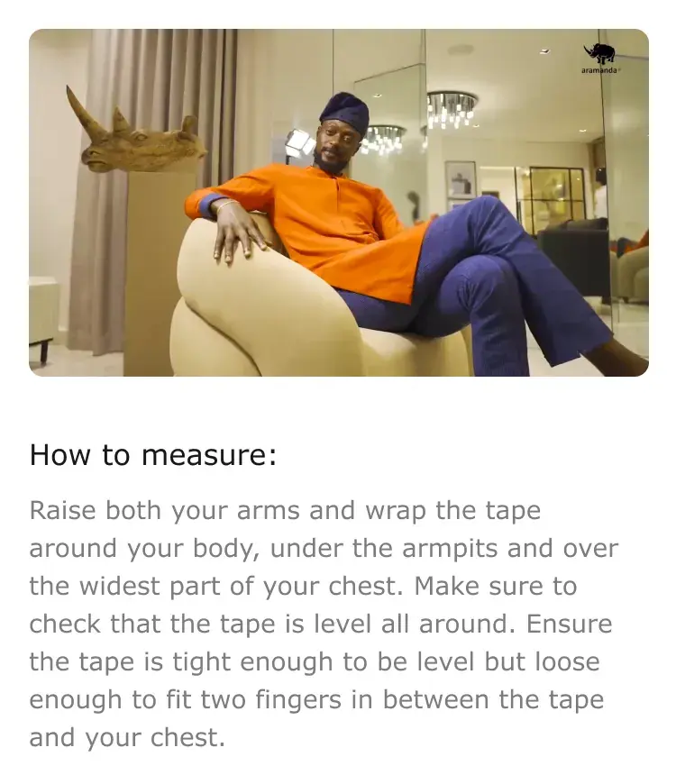 Aramanda measurement video guide and how-to-measure text on mobile